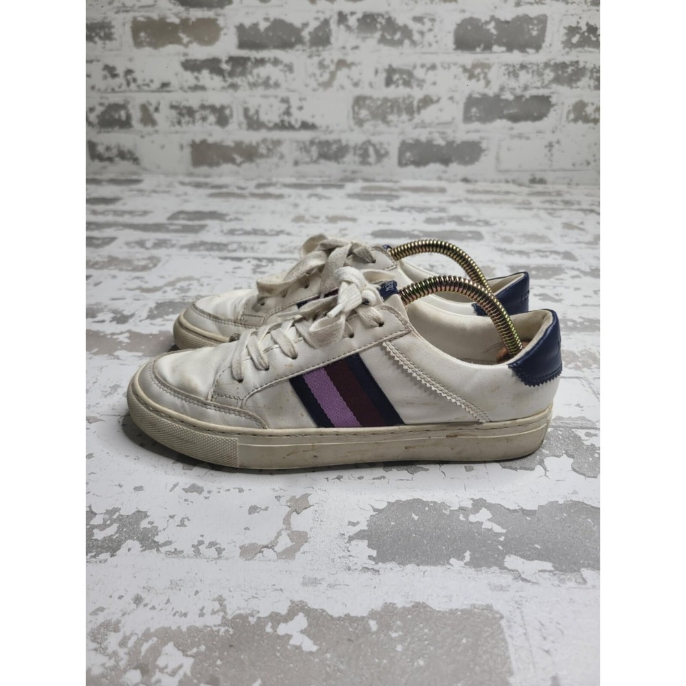 J Crew Women's The Road‎ Trip White with Purple Stripe Sneakers Size 7 - Picture 4 of 8